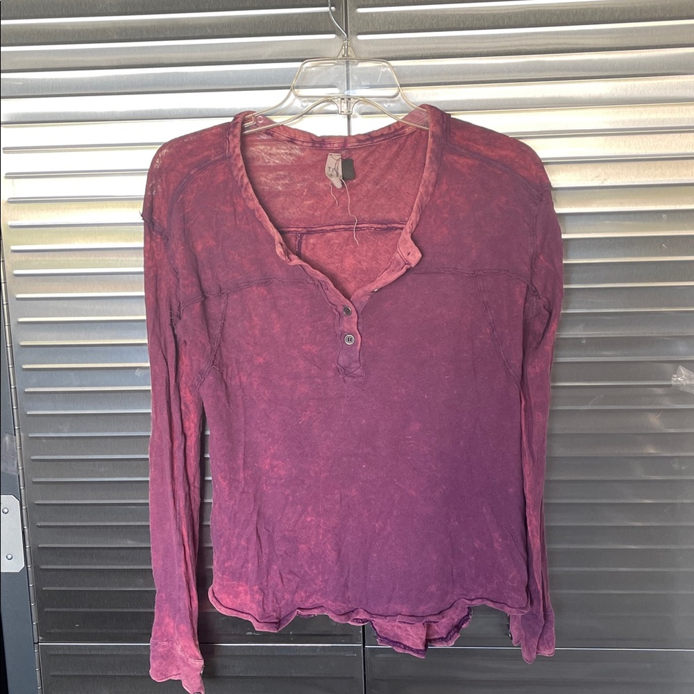 Free People Maroon Long Sleeve Top